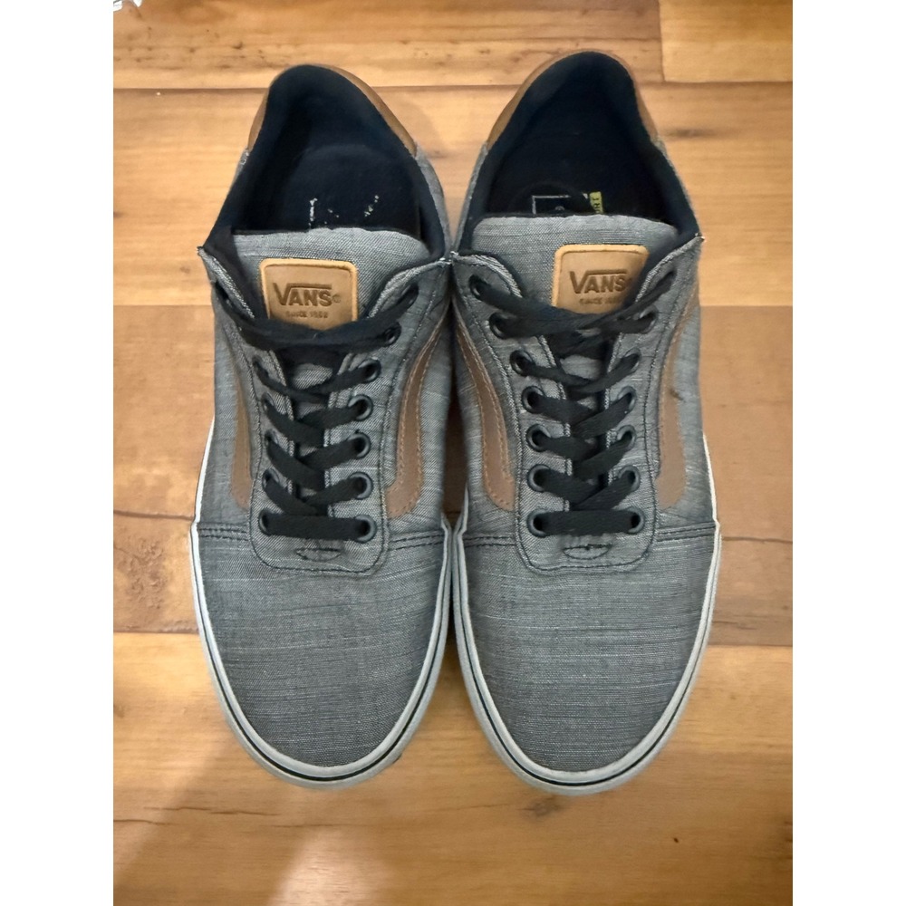 Vans Ward Deluxe Low Gray Chambray Brown Stripe Mens Skate Shoes Size 8